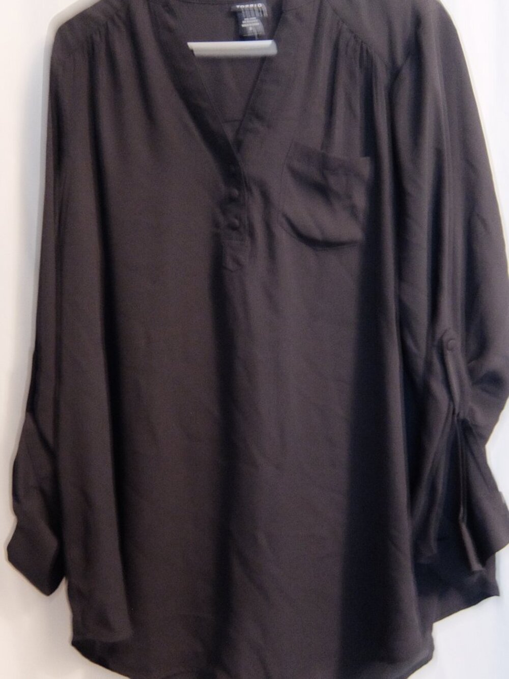 Torrid Black Button-Down Blouse - Size 0 (12) - Front Pocket